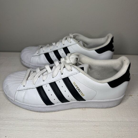Adidas Originals Superstar Low Top Sneakers Shoes White Black Size Women 6/Men 5 - Picture 5 of 10